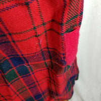 Red Wool Tartan Scotch Plaid Pleated Buckle Wrap Kilt Skirt Womens S Vintage Mid