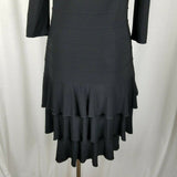 Evelyn & Arthur Nueva 3/4 Sleeve Ruffle Dress Little Black Women 6 Scoop Neck