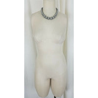 Single Strand Silver Metallic Faux Pearls Beads BEADED NECKLACE Choker Length