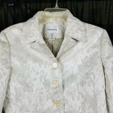 Chadwick's Petites Ivory Embossed Gold Metallic Floral Blazer Jacket Womens 10P