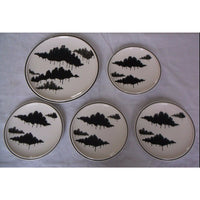 Lot of 5 pieces Mikasa Forecast Forest Shadows Black Trees Dinner Salad Plates