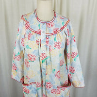 Models Coat Vintage 80s Nightgown House Dress MuuMuu Womens L Snap Up Front