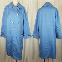 Misty Harbor Yachtsman Cloth Blue Canvas Rain Trench Coat Womens 14 Sailing VTG