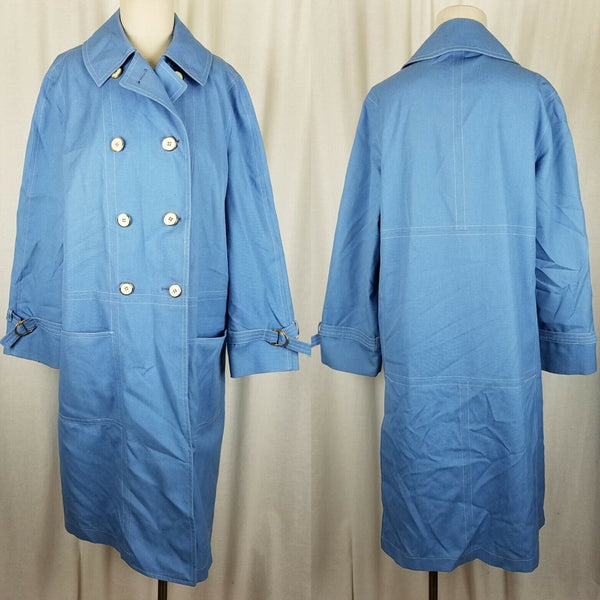 Misty Harbor Yachtsman Cloth Blue Canvas Rain Trench Coat Womens 14 Sailing VTG
