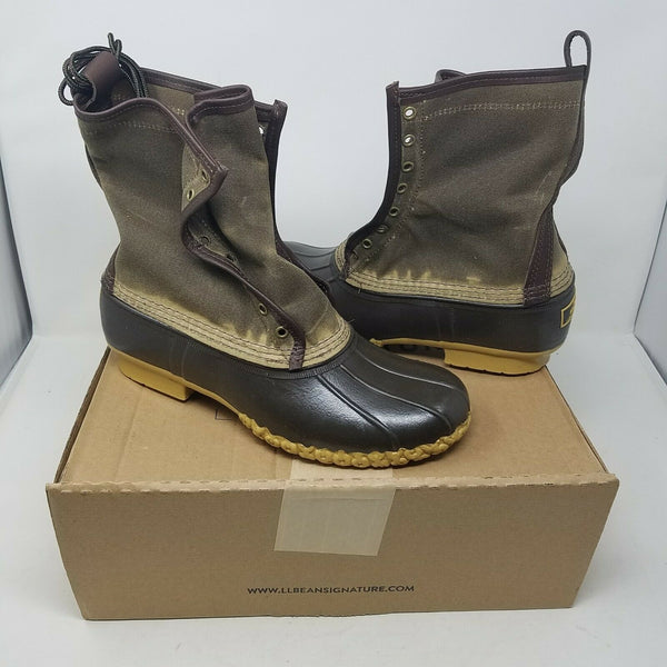 LL Bean Waxed Coated Canvas Duck Boots Maine USA Mens 11 Signature Line New