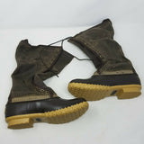 LL Bean Waxed Coated Canvas Tall Boots Womens 9M Waterproof Rubber Duck USA New