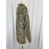 Style Exchange Satin Animal Leopard Cheetah Print Tunic Blouse Top Womens L 80s