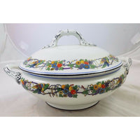 Wilton Ware Birds of Paradise China Covered Serving Dish Handles England Parrot