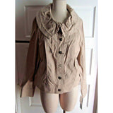 Tribal Sportswear Stretch Jacket Peter Pan Circular Ruffle Collar Womens 12 Tan