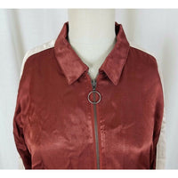 Anthropologie Capulet Souriez Brown Satin Bomber Jacket Womens L Boyfriend Look