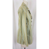 Tyler Boe Double Breasted Pinstripe Military Peacoat Jacket Blazer Coat Womens 8