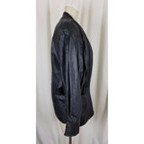 Vintage The Violetta Black Leather Pleated Ruched Jacket Coat Womens 38 80s 90s