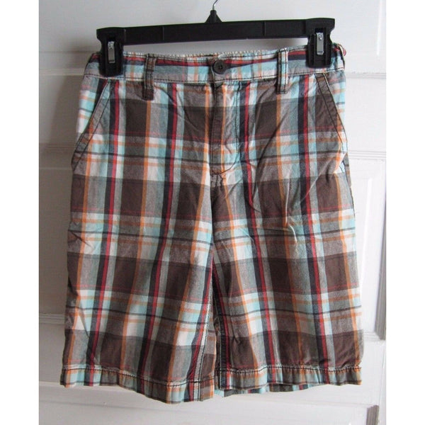 Old Navy Brown Madras Plaid Adjustable Waist Bermuda Shorts Boys 10 Kids Youth