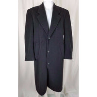 Kasper Black Mohair Wool Peacoat Overcoat Top Dress Coat Mens 38 Short Charcoal