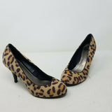 Fergalicious by Fergie Leopard Faux Fur Utopia Heels Pumps Round Toe Womens 8.5