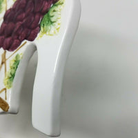 GRAPES Ceramic Trivet Reverse For Wall Plaque Tea Pot Grapevine Hand Painted NIB