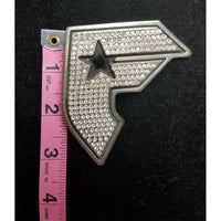 Famous Stars & Straps F Gun Look Silver & Rhinestone Metal Belt Buckle Mens and