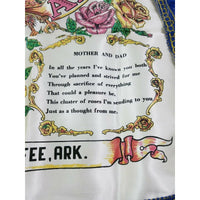 50s 60s US Army Ft Chaffee ARK Mother and Dad Poem Silk Satin Pillow Cover Roses