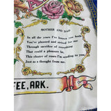 50s 60s US Army Ft Chaffee ARK Mother and Dad Poem Silk Satin Pillow Cover Roses