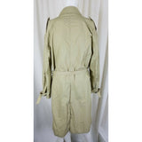 Vintage Fox Knapp Belted Placket Front Lightweight Rain Trench Coat Mens M Khaki