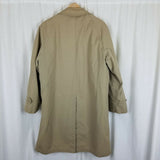 London Fog Trench Coat Deep Pile Faux Fur Removable Liner Mens 40R Vintage Khaki