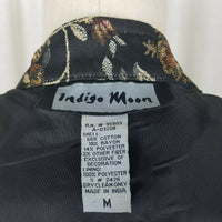 Indigo Moon Artsy Linen Abstract Patchwork Jacket Blazer Womens M Art to Wear