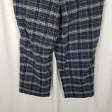 LL Bean Signature Plaid Wool Wide Legs Trousers Pants Womens 18 Belted Buckle