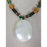 Zad Iridescent Mother of Pearl Shell Pendant Beads BEADED NECKLACE Jewelry