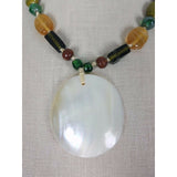 Zad Iridescent Mother of Pearl Shell Pendant Beads BEADED NECKLACE Jewelry