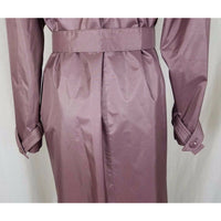 Jennifer Hill Shiny Wet Look Belted Tie Sash Long Trench Coat Womens 6 Rose Pink