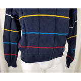 Vintage Jantzen Sport Knit SWEATER Striped Ribbed Crewneck Pullover Mens M Blue