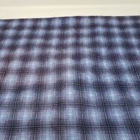 Vintage Plaid Cotton Woven Flannel Fabric 2.5 yards 36" x 90" Blue Black Purple