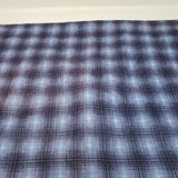 Vintage Plaid Cotton Woven Flannel Fabric 2.5 yards 36" x 90" Blue Black Purple