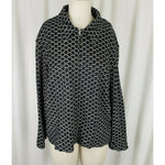 Jolibel Textured 3D Raised Print Black White Jacket Womens L Zippered Zip Up 80s