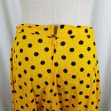 Vintage Yellow and Black Polka Dotted CanCan Twirl Skirt Womens XL Lace Underlay