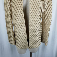 Sabing Bach Silk Ruched Open Front Swing Blazer Jacket Womens L Diagonal Striped