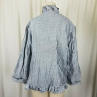 Chicos Ruffles Open Front Swing Wrap Jacket Womens 3 XL Horizontal Pinstriped