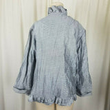 Chicos Ruffles Open Front Swing Wrap Jacket Womens 3 XL Horizontal Pinstriped