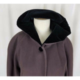 Forecaster of Boston Black Velvet Hooded Winter 100% Wool Peacoat Coat Womens 8