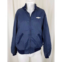 Vintage Chevy Chevrolet Embroidered Nylon Navy Blue Windbreaker Jacket Mens S M