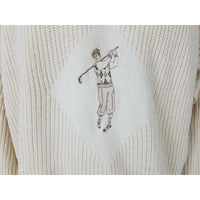 Magic Threads California Knit Golfer Ribbed Sweater Pullover Mens M White USA