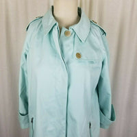 Talbots Petites Swing Rain Trench Coat Womens PS Placket Front Light Spring Blue