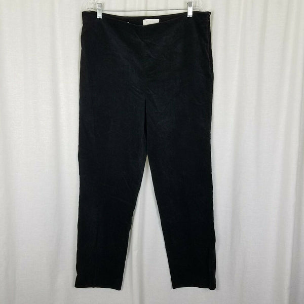 Talbots Classic Side Zip Black Velvet Brushed Cotton Pants Womens 16 Flat Front