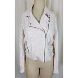 AX ARMANI EXCHANGE Side Zip Vegan Faux Leather Pink Moto Biker Jacket Womens L