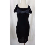 Snap Brand Velvet Fitted Slouch Cowl Scoop Neck Little Black Dress Womens M USA