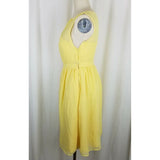 Tevolio Yellow Chiffon 50's Look Fit & Flare Swing Slip Dress Womens 2 Banded