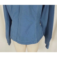 LL Bean Sunwashed Blue Canvas Zip Up Short Barn Coat Denim Jean Jacket Womens L