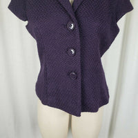 Coldwater Creek Wool Boucle Cap Short Sleeve Button Blazer Vest Plum Womens 10