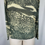 NWT Pierri New York Lightweight Knit Sweater Gold Metallic Animal Print Womens