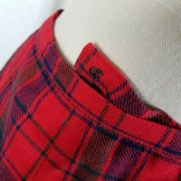Red Wool Tartan Scotch Plaid Pleated Buckle Wrap Kilt Skirt Womens S Vintage Mid